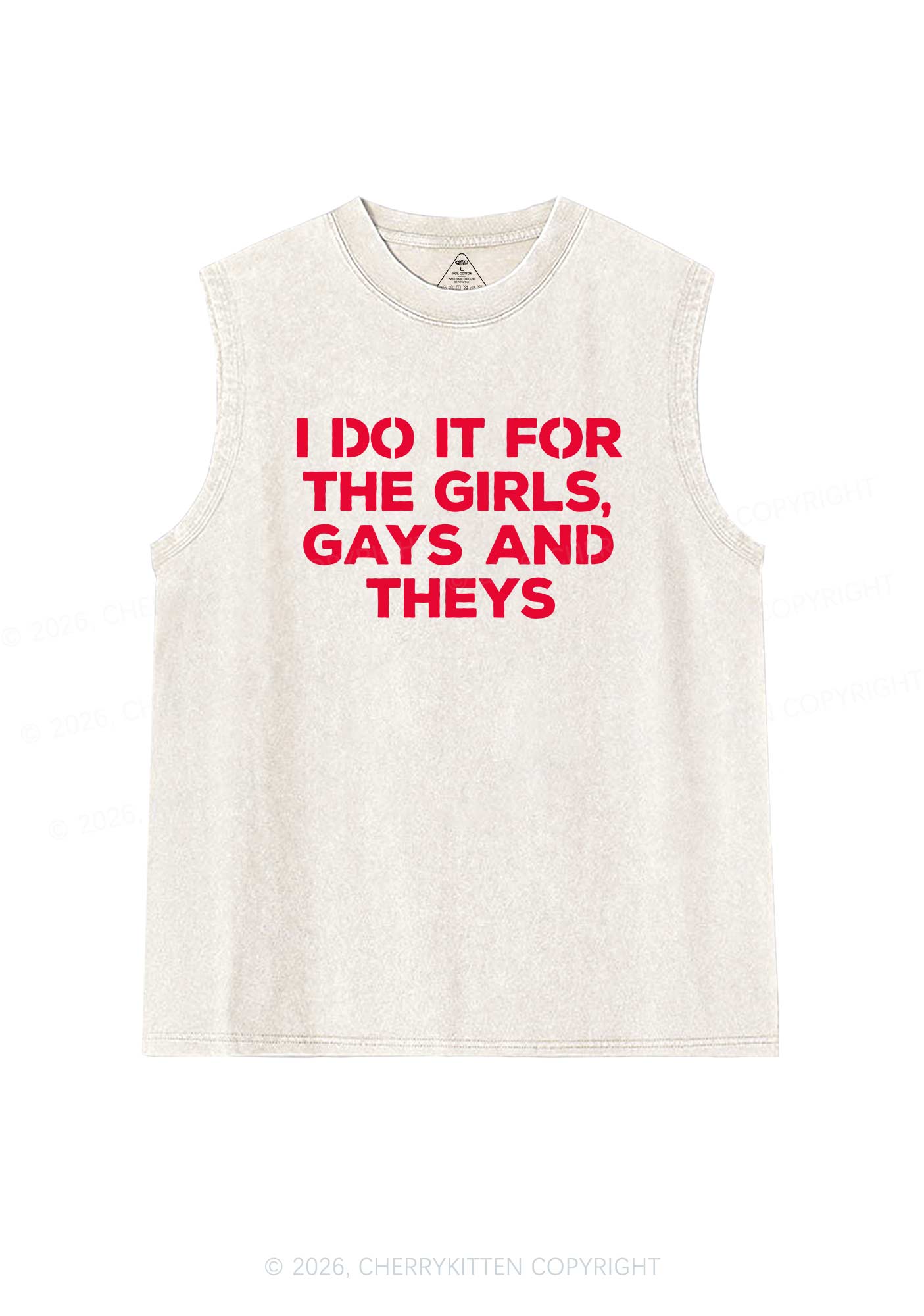 Girls Gays Theys Pride Y2K Washed Muscle Tank Cherrykitten