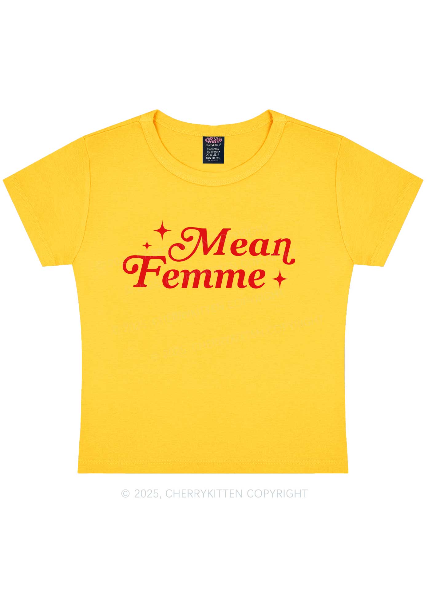 Mean Femme Pride Y2K Baby Tee Cherrykitten