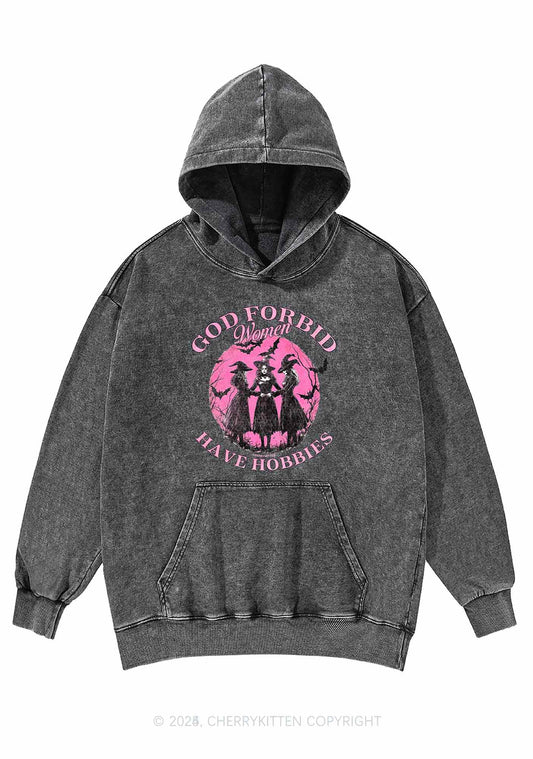 Halloween God Forbid Women Hobbies Y2K Washed Hoodie Cherrykitten
