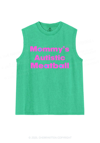 Mommys Autistic Meatball Y2K Washed Muscle Tank Cherrykitten