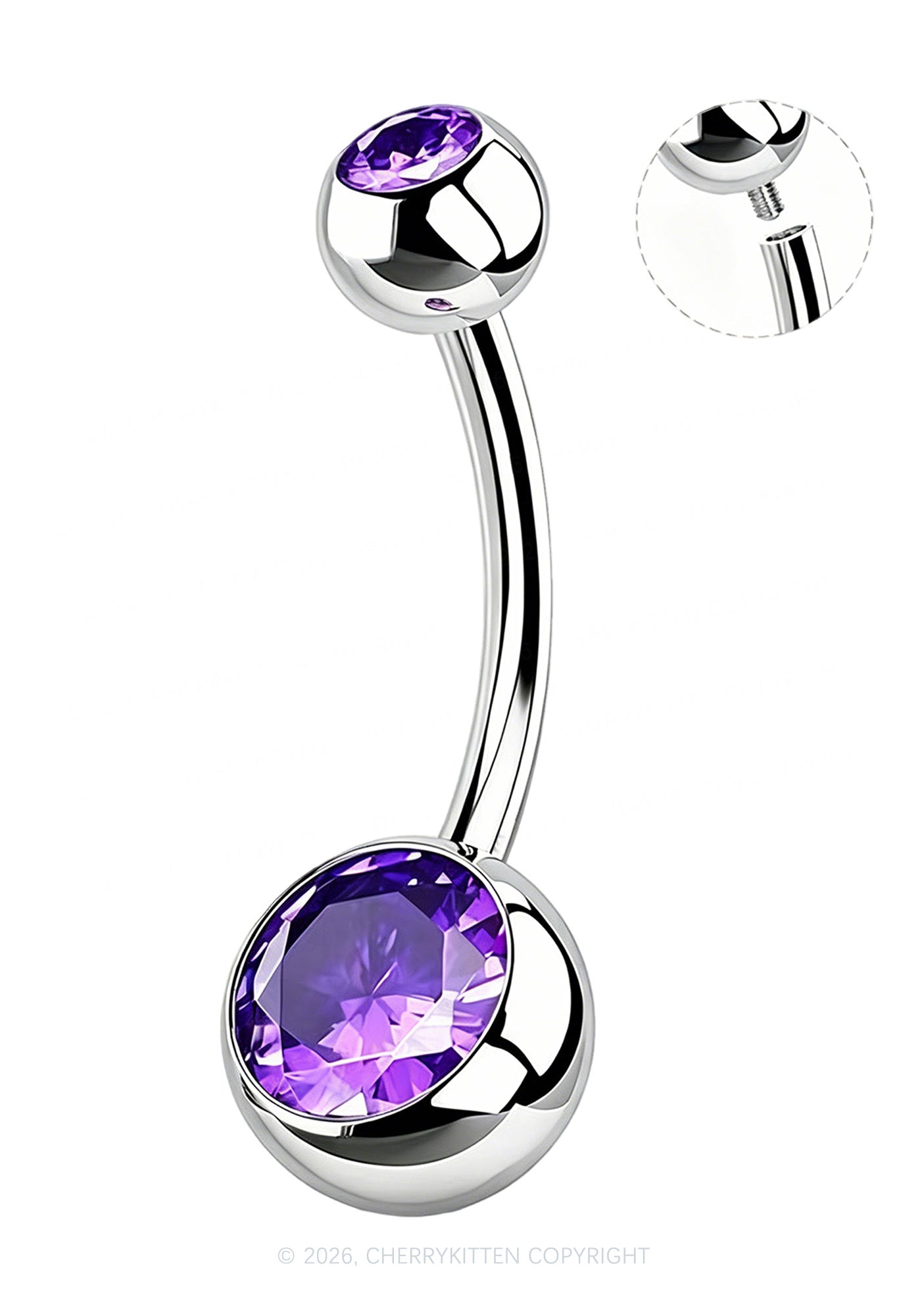 1pc Titanium Double Gemmed Y2K Navel Piercing Cherrykitten