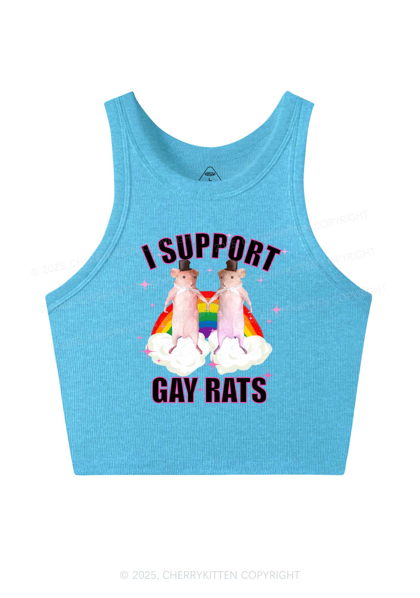 Support Gay Rats Pride Y2K Crop Tank Top Cherrykitten