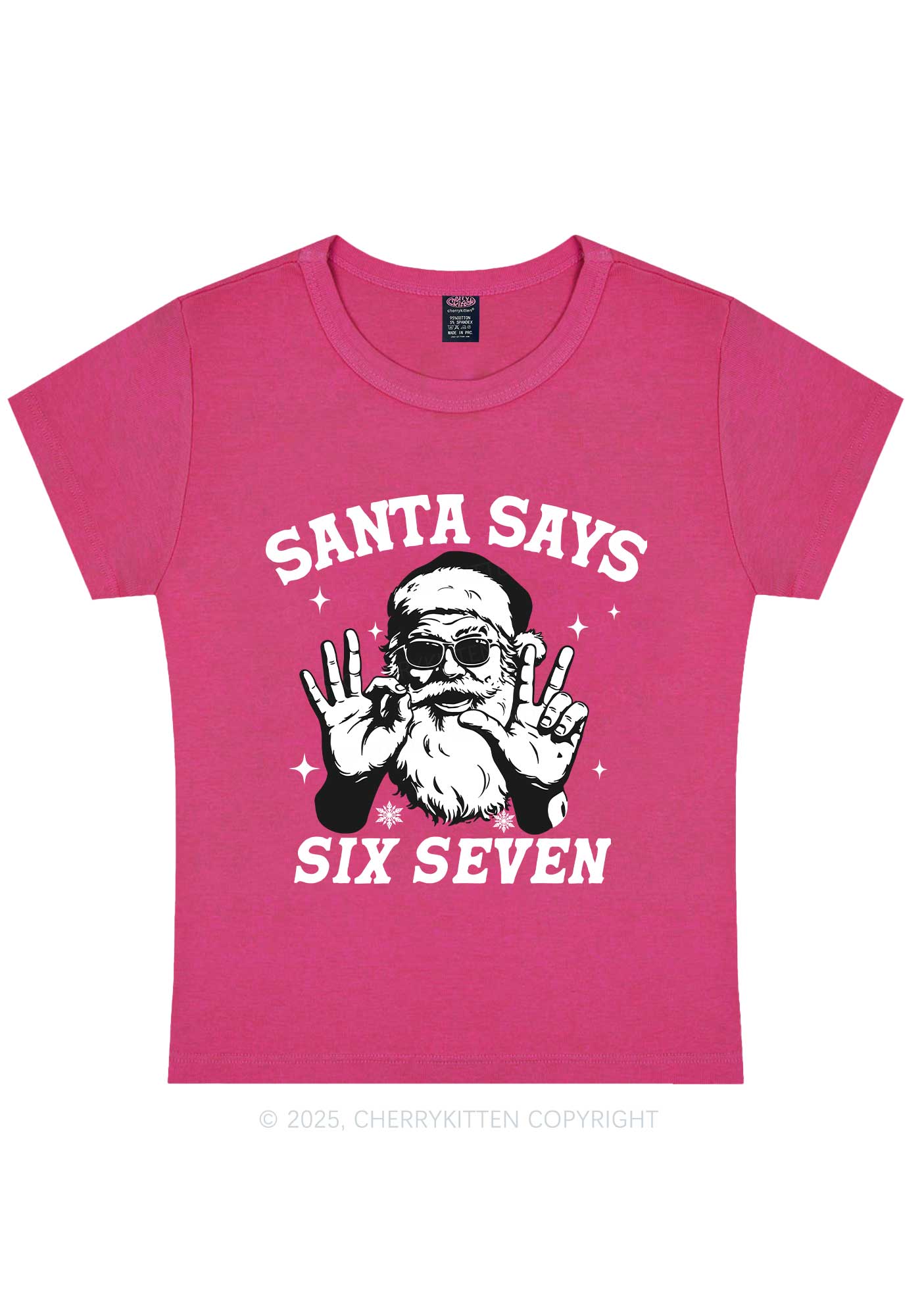 Christmas Santa Says Six Seven Y2K Baby Tee Cherrykitten
