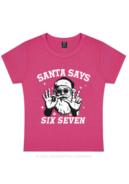 Christmas Santa Says Six Seven Y2K Baby Tee Cherrykitten