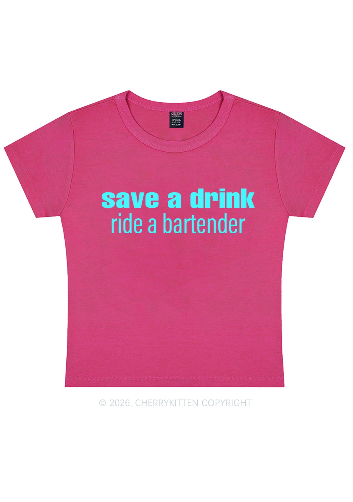 Save A Drink Ride A Bartender Y2K Baby Tee Cherrykitten