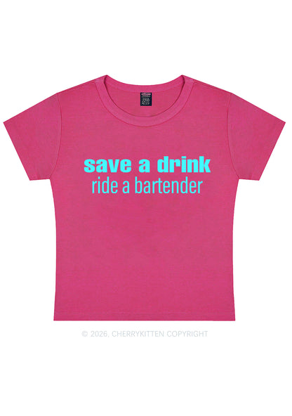 Save A Drink Ride A Bartender Y2K Baby Tee Cherrykitten