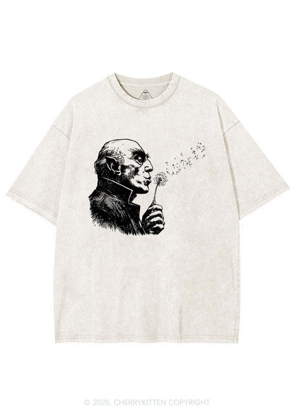 Halloween Vampire Blowing Dandelion Y2K Shirts Washed Tee Cherrykitten