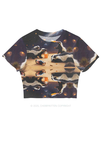 Drunk Badger Y2K Mesh Crop Top Cherrykitten