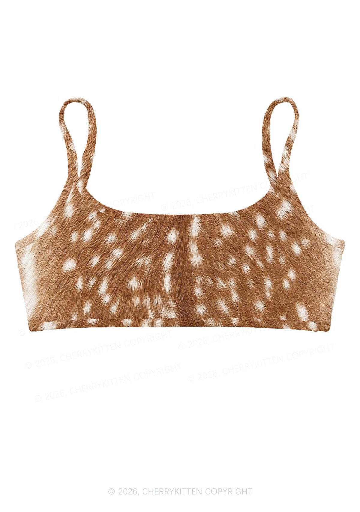 Brown Deer Dots Y2K Print Super Crop Cami Cherrykitten