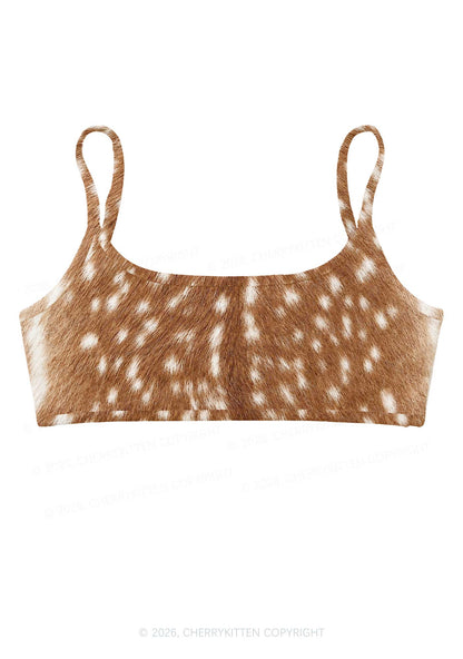 Brown Deer Dots Y2K Print Super Crop Cami Cherrykitten