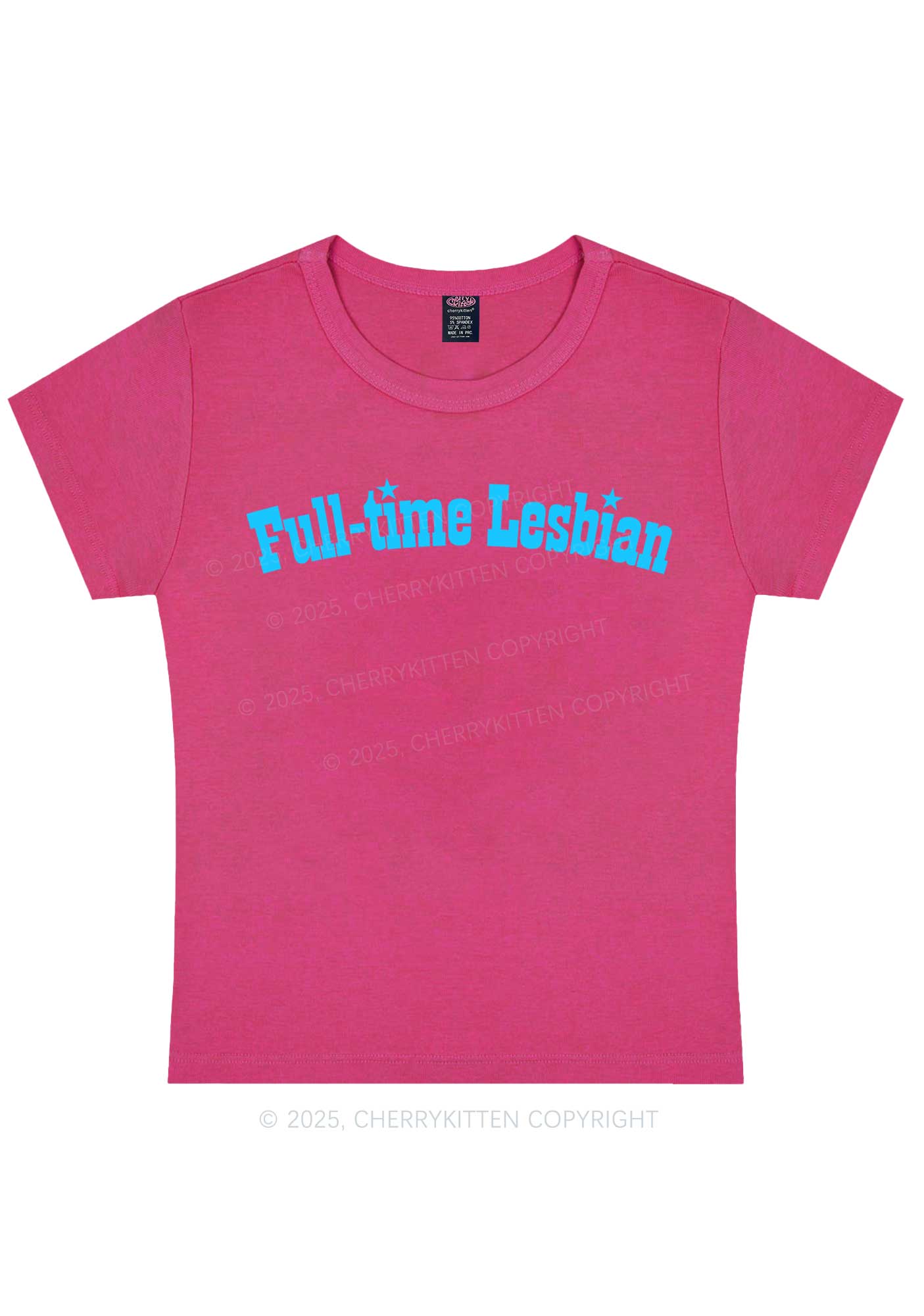 Full Time Lesbian Pride Y2K Baby Tee Cherrykitten