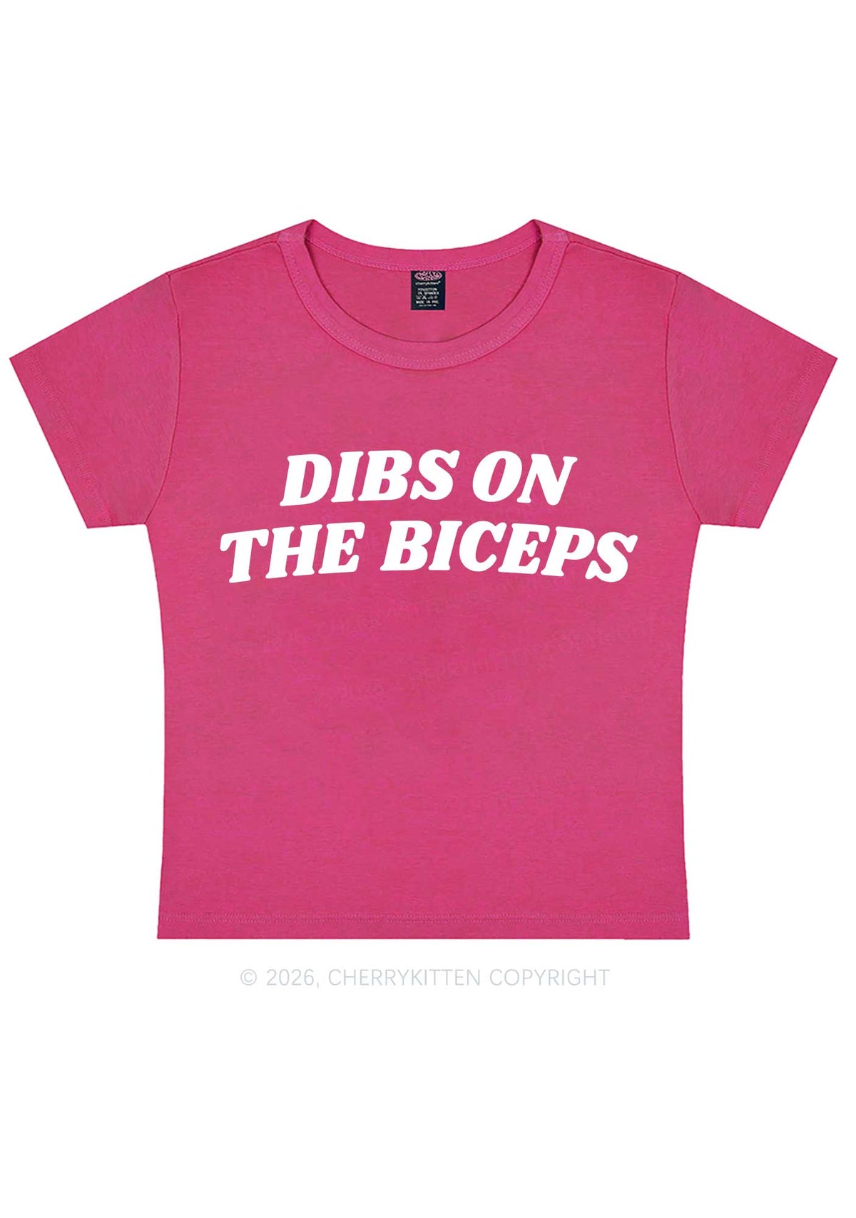 Dibs On The Biceps Y2K Baby Tee Cherrykitten