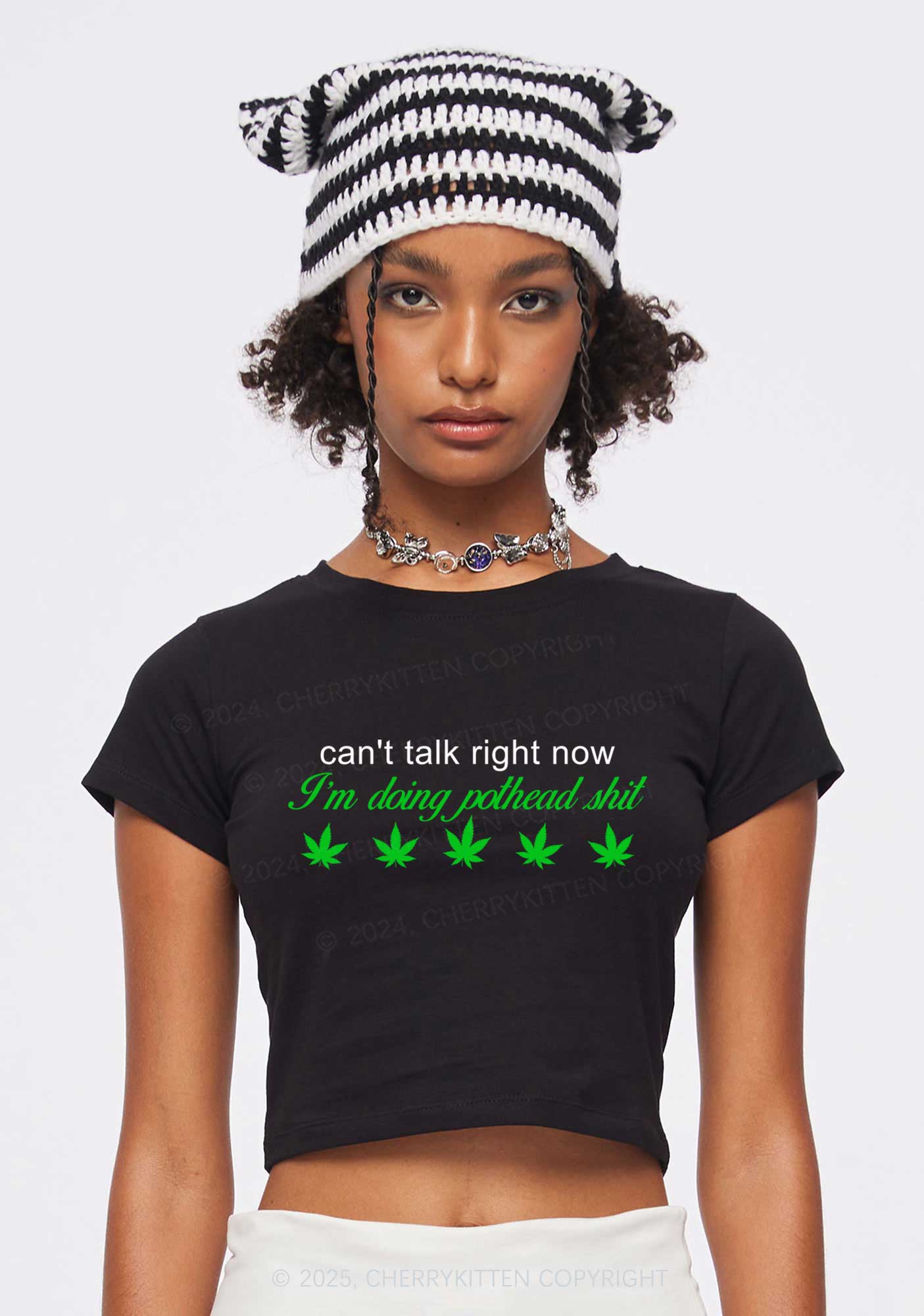 Im Doing Pothead Shxt Y2K Baby Tee Cherrykitten