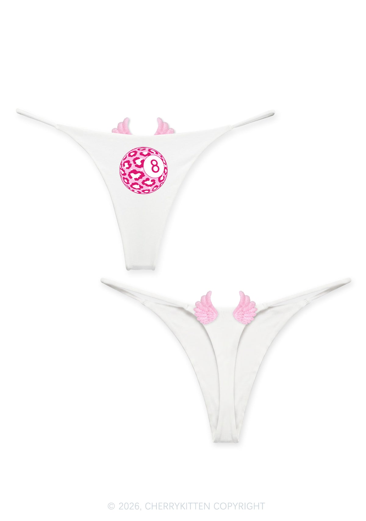 Pink Leopard Eight Ball Y2K Goth Angel Wings Bikini String Thong Cherrykitten