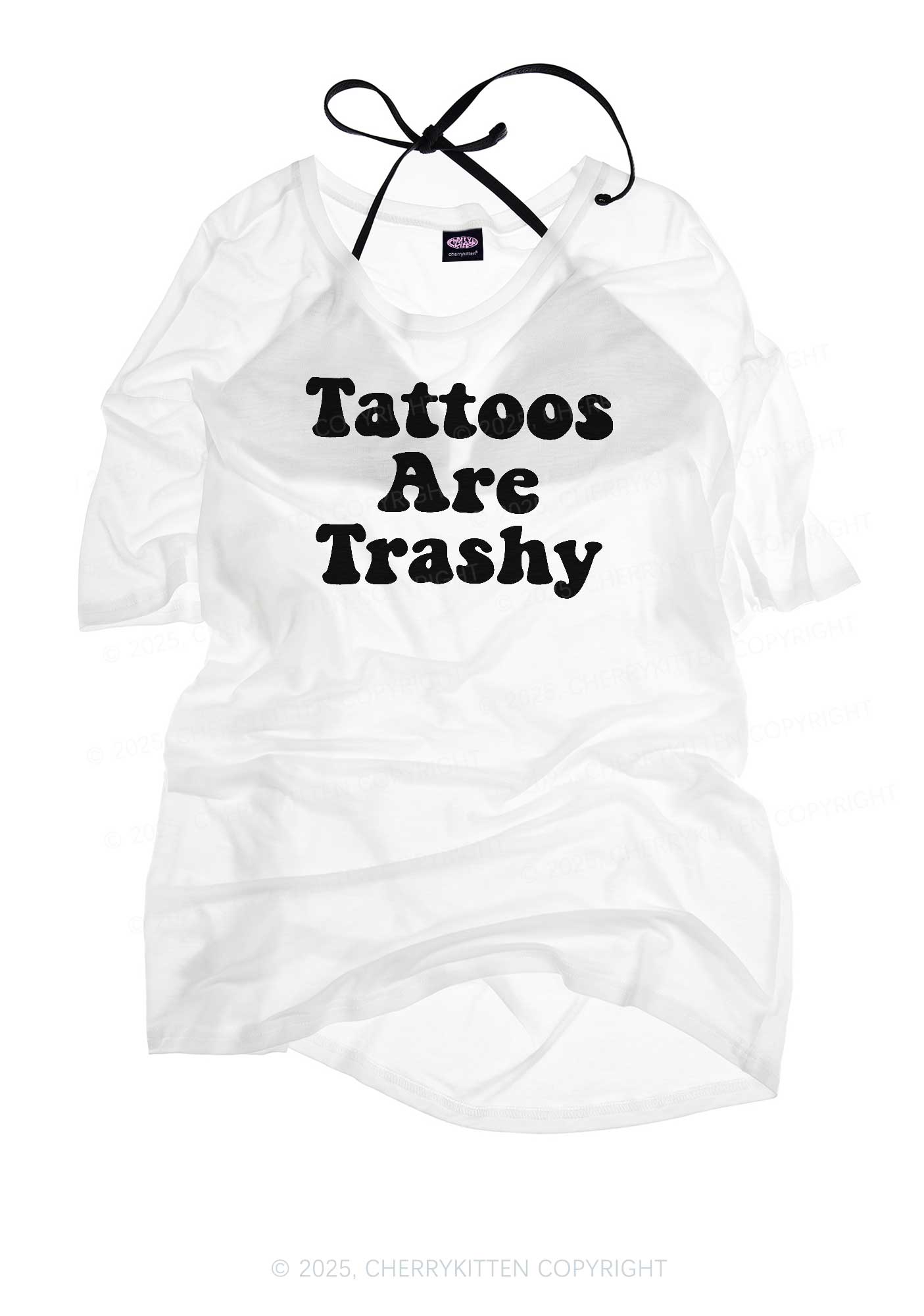 Tattoos Are Trashy Y2K Sheer Boyfriend Tee Cherrykitten