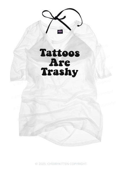 Tattoos Are Trashy Y2K Sheer Boyfriend Tee Cherrykitten