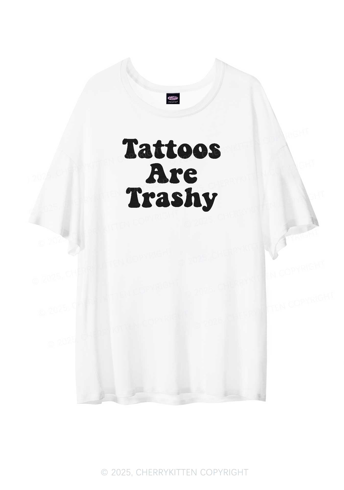 Tattoos Are Trashy Y2K Sheer Boyfriend Tee Cherrykitten