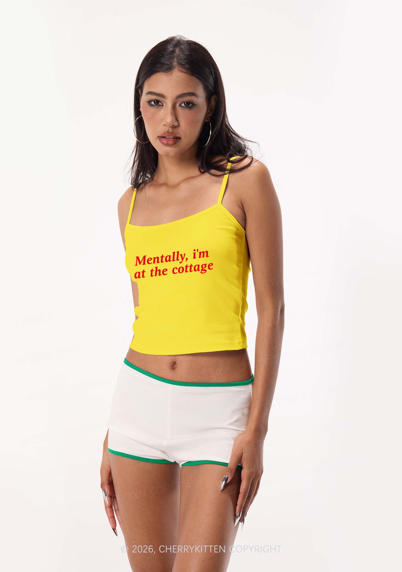 Mentally Im At The Cottage HR Y2K Spaghetti Strap Cami Cherrykitten