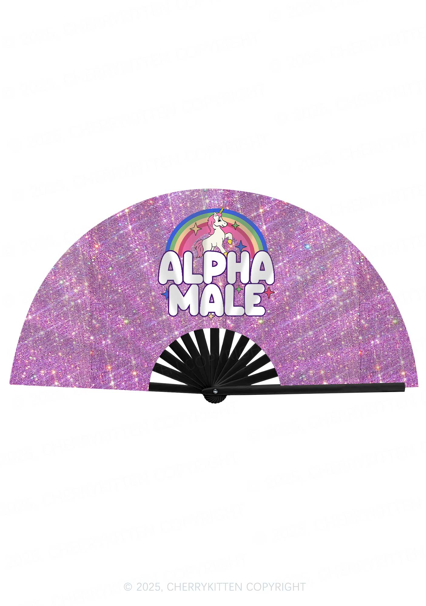 Purple Alpha Male Y2K Rave Hand Fan Cherrykitten