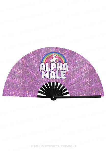 Purple Alpha Male Y2K Rave Hand Fan Cherrykitten