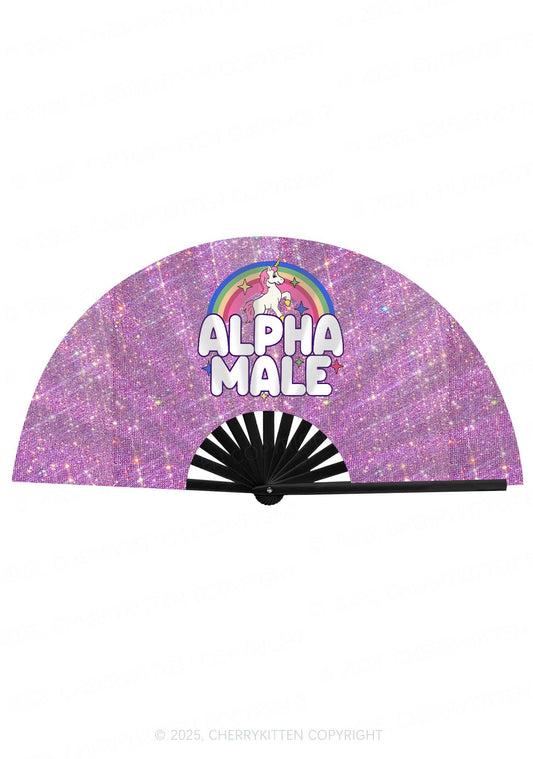 Purple Alpha Male Y2K Rave Hand Fan Cherrykitten