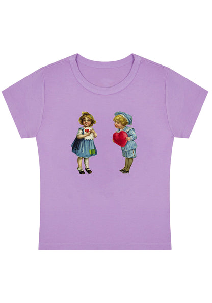Curvy Boys Girls Red Hearts Baby Tee
