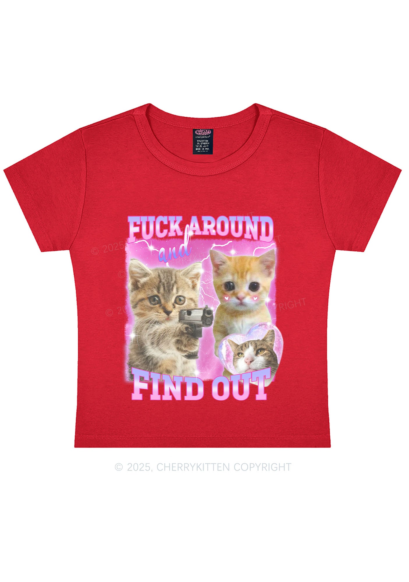 Fxxk Around Cats Y2K Baby Tee Cherrykitten
