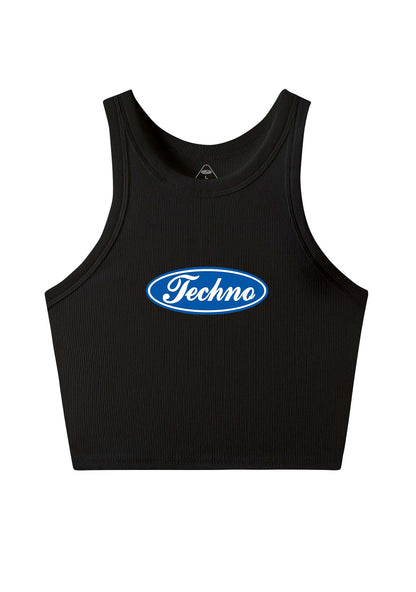 Oval Techno Y2K Crop Tank Top Cherrykitten