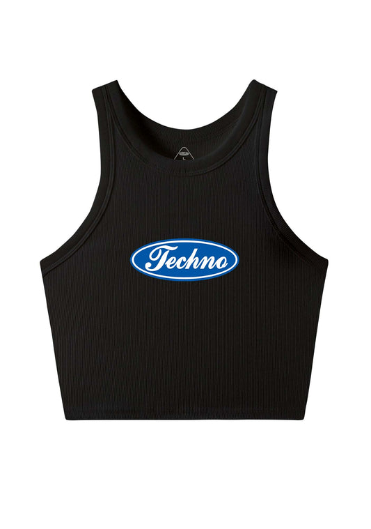 Oval Techno Y2K Crop Tank Top Cherrykitten