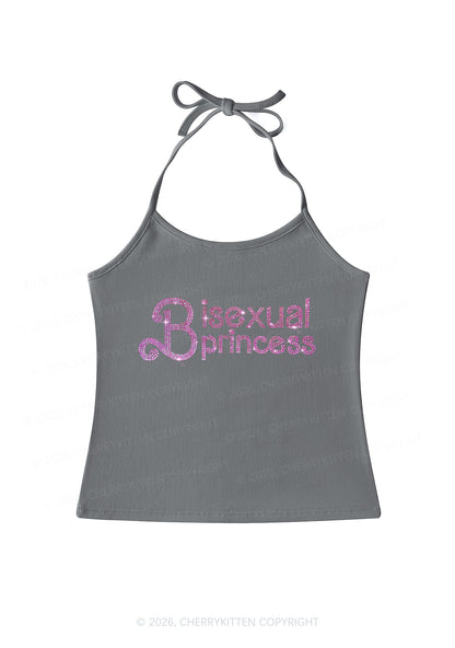Rhinestone Bisexual Princess Pride Y2K Halter Neck Cami Cherrykitten