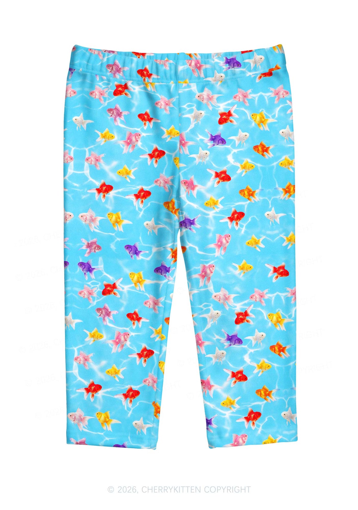 Water Ripple Goldfish Y2K Print Capri Pants Cherrykitten