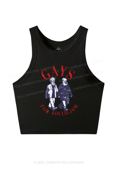 Gays For Socialism Pride Y2K Crop Tank Top Cherrykitten