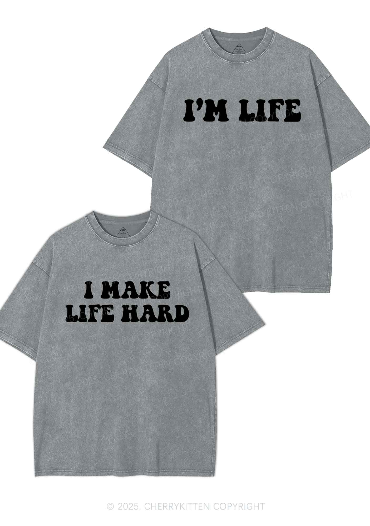 I Make Life Hard Y2K Valentine's Day Washed Tee Cherrykitten