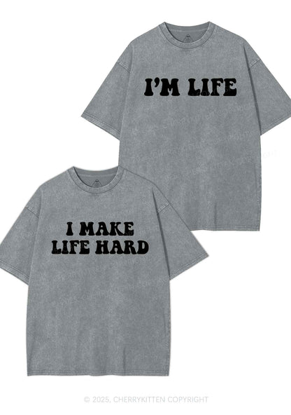 I Make Life Hard Y2K Valentine's Day Washed Tee Cherrykitten