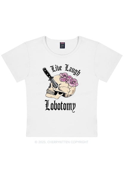 Live Laugh Lobotomy Skull Y2K Baby Tee Cherrykitten