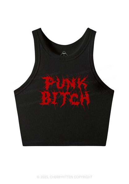 Punk Bxxch Y2K Crop Tank Top Cherrykitten