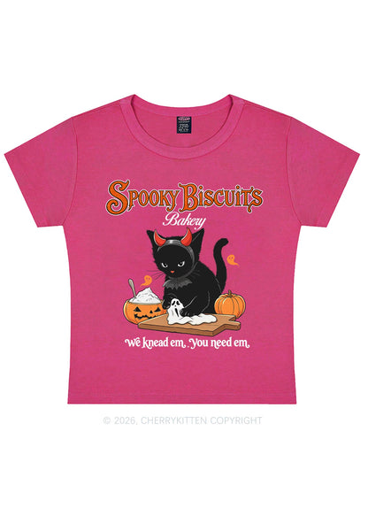 Halloween Black Cat Spooky Biscuits Y2K Baby Tee Cherrykitten