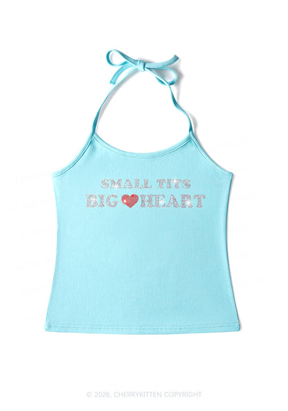 Rhinestone Big Heart Y2K Halter Neck Cami Cherrykitten