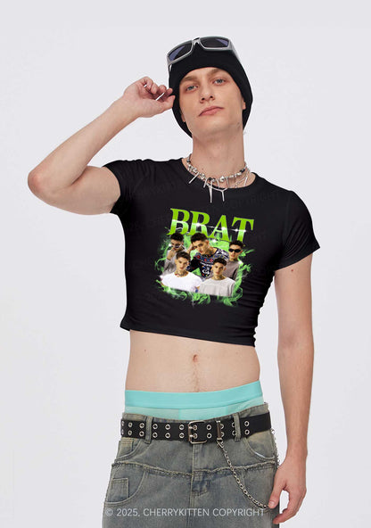 Custom Brat Portrait Y2K Baby Tee Cherrykitten