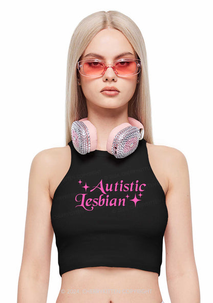 Autistic Lesbian Y2K Crop Tank Top Cherrykitten