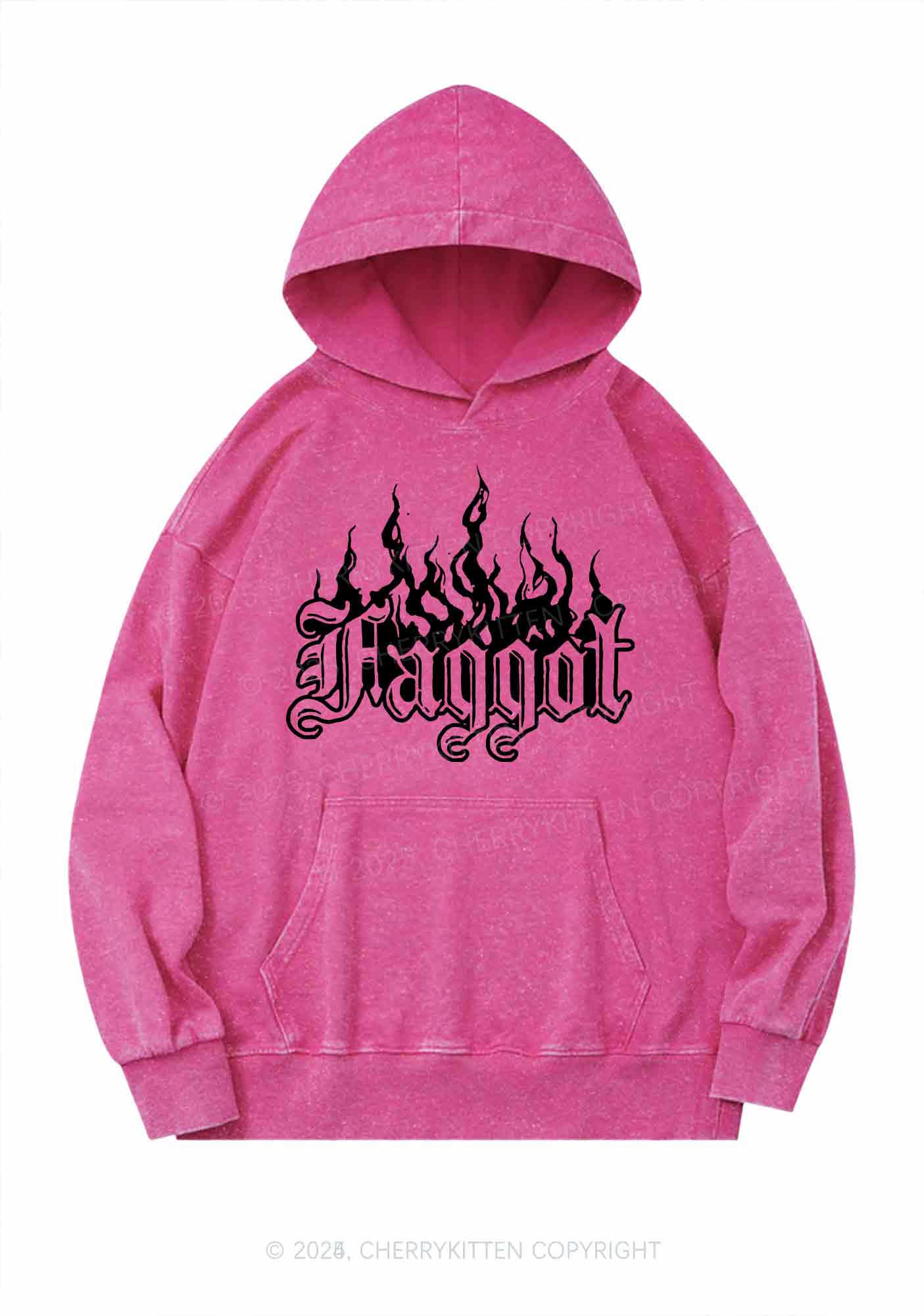 Halloween Goth Faggot Pride Y2K Washed Hoodie Cherrykitten
