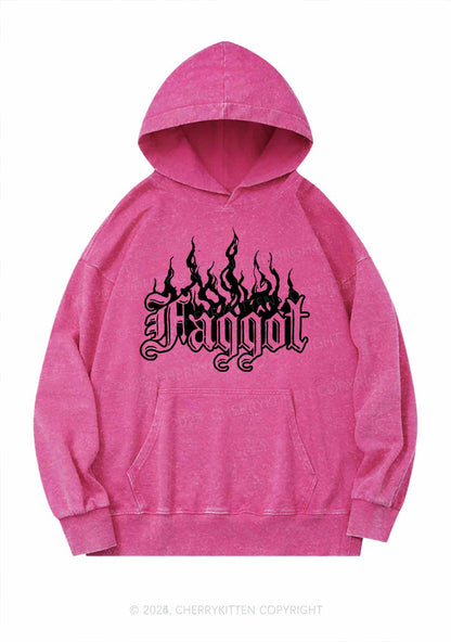 Halloween Goth Faggot Pride Y2K Washed Hoodie Cherrykitten