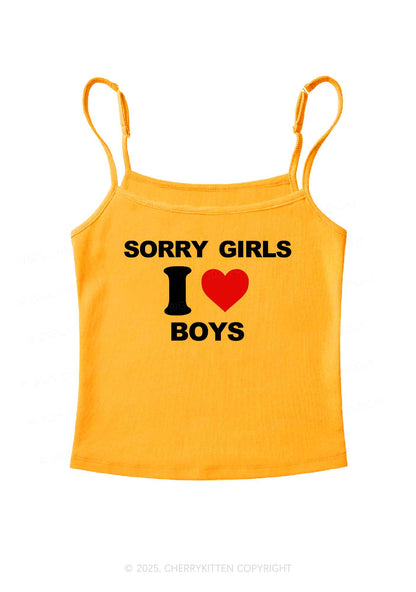 Sorry Girls I Love Boys Pride Y2K Spaghetti Strap Cami Cherrykitten