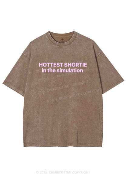 Hottest Shortie In The Simulation Y2K Shirts Washed Tee Cherrykitten