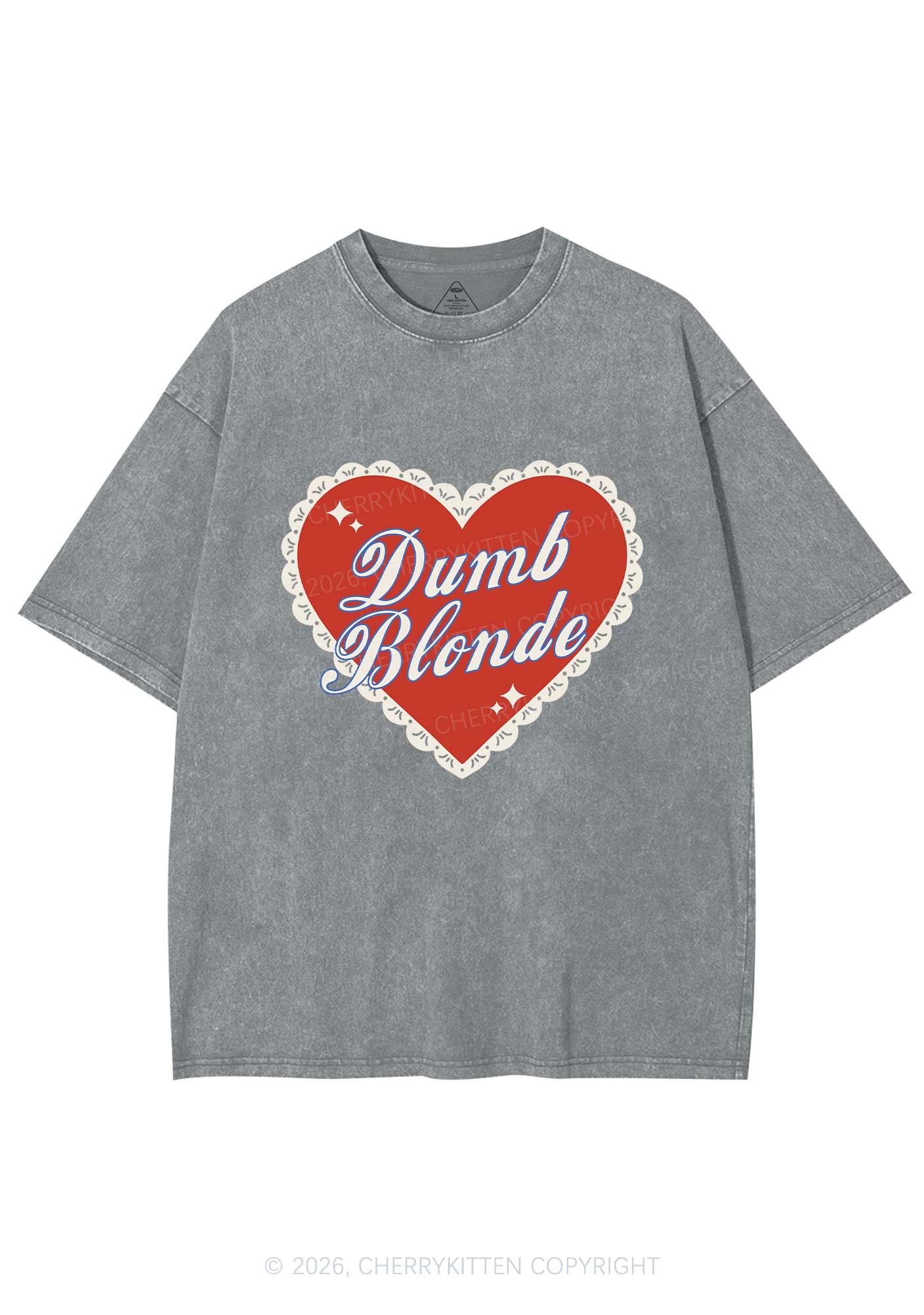 Dumb Blonde Valentine's Day Y2K Shirts Washed Tee Cherrykitten