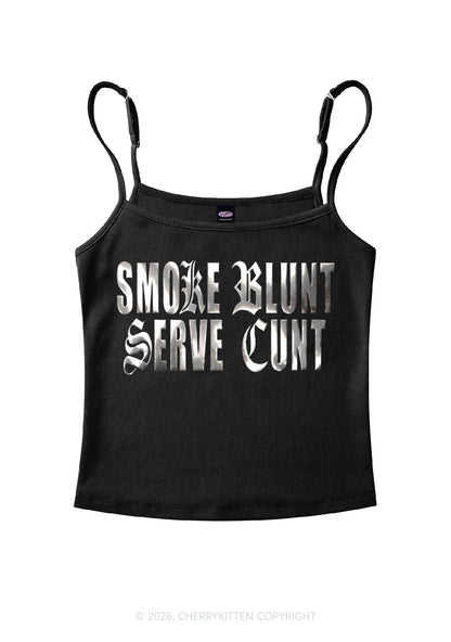 Smoke Blunt Silver Foil Printed Y2K Spaghetti Strap Cami Cherrykitten