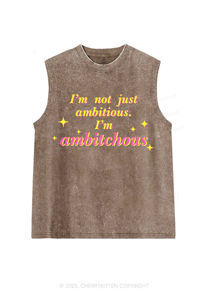 Not Ambitious Im Ambxxchous Y2K Washed Muscle Tank Cherrykitten