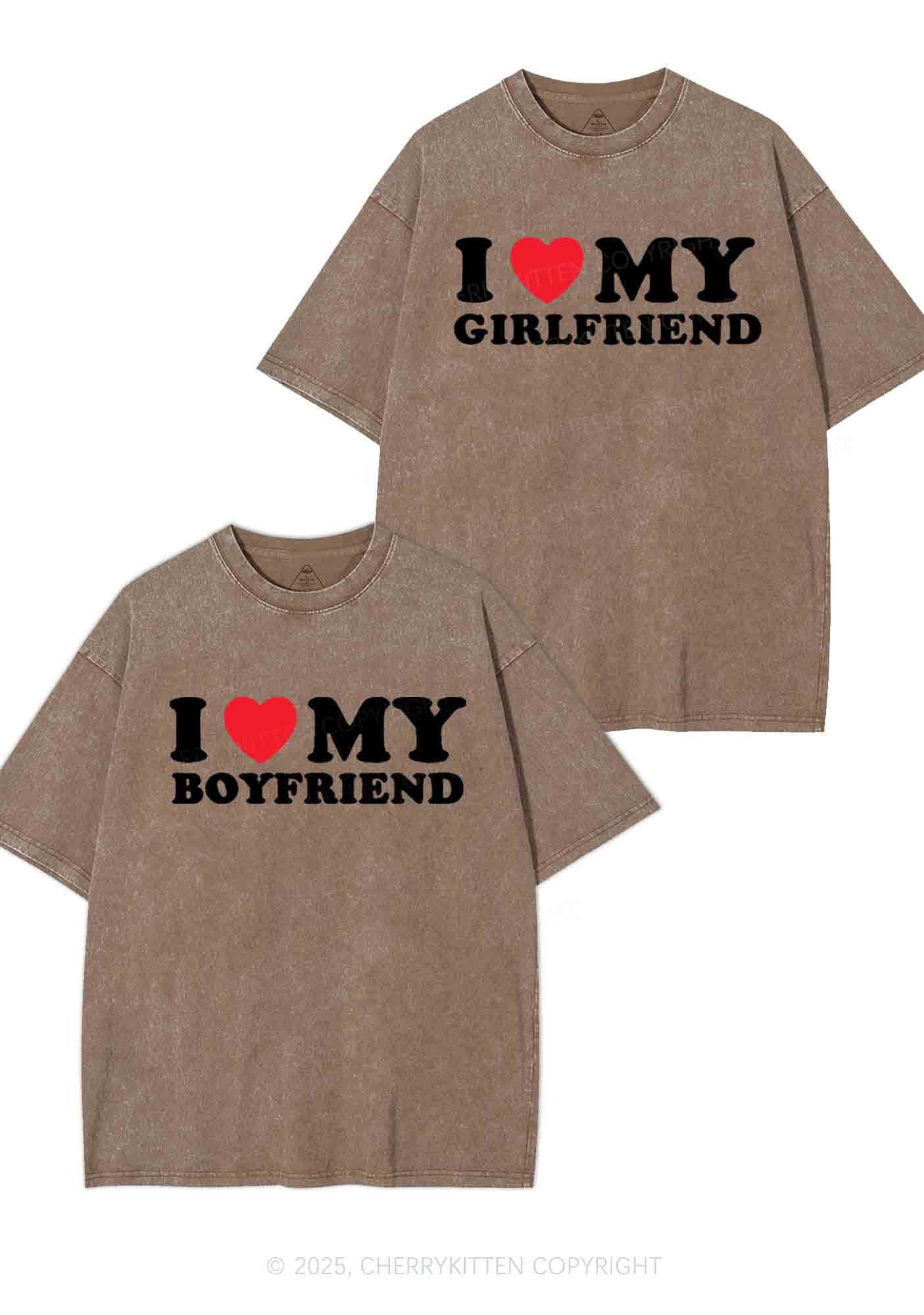 I Love GF BF Y2K Valentine's Day Washed Tee Cherrykitten