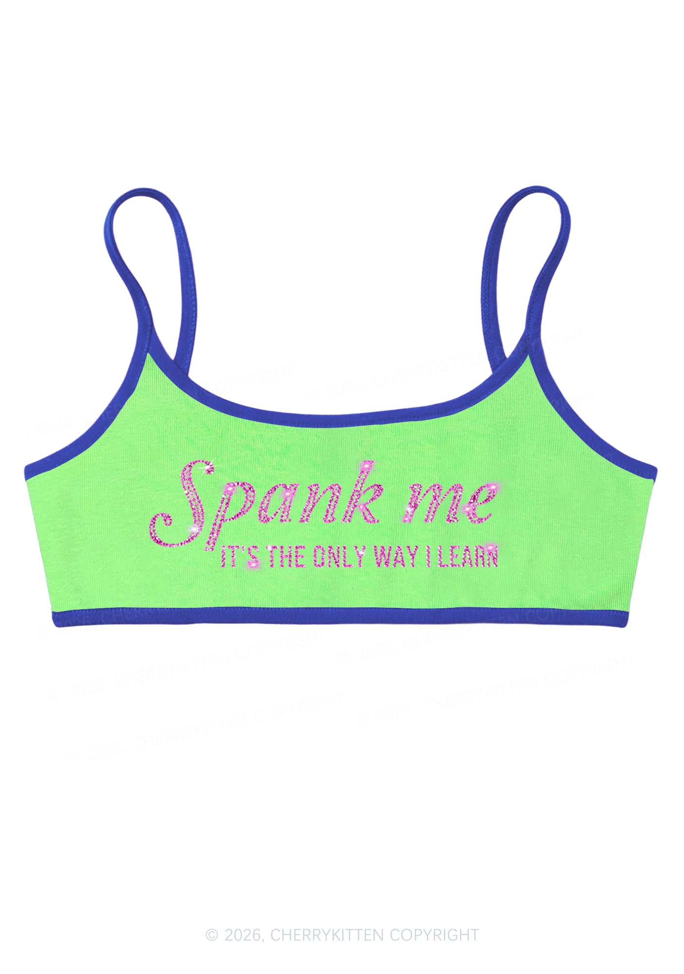 Rhinestone Spank Me Y2K Super Crop Cami Cherrykitten