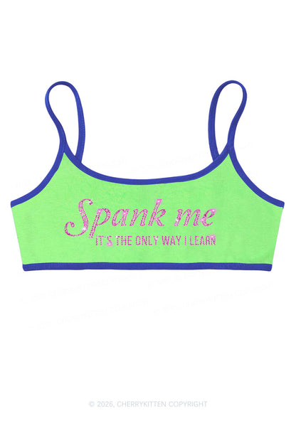Rhinestone Spank Me Y2K Super Crop Cami Cherrykitten